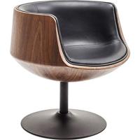 Kare Design Club Walnut Draaibare Fauteuil - Kunstleer Zwart - thumbnail