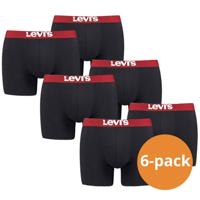 Levi's Boxershorts Heren 6-pack Solid Organic Cotton Zwart/Rood -XL - thumbnail
