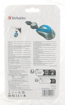 Verbatim Go Mini Muis USB Optisch Caribsch blauw 3 Toetsen 1000 dpi Met kabelroller Verbatim Go Mini Muis USB Optisch Caribsch blauw 3 Toetsen 1000 dpi Met kabelroller