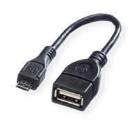 VALUE USB 2.0 Kabel, USB A Female - Micro USB B Male, OTG, 0,15 m - thumbnail
