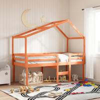 Hoogslaper met bedhuis massief grenenhout wasbruin 80x200 cm - thumbnail