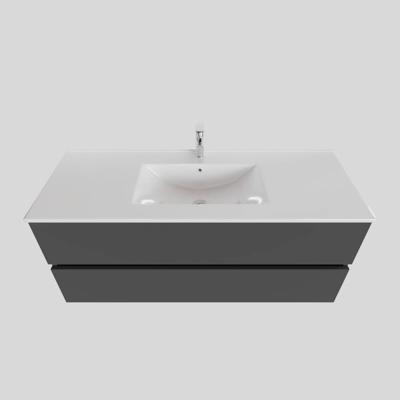 Badkamermeubel BWS Helsinki 120x46cm Keramiek Midden Mat Antraciet 2 Laden (1 kraangat)