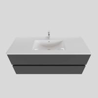 Badkamermeubel BWS Helsinki 120x46cm Keramiek Midden Mat Antraciet 2 Laden (1 kraangat) - thumbnail