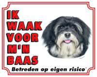 Havanezer Waakbord Zwart - Ik waak voor mijn Baas - thumbnail