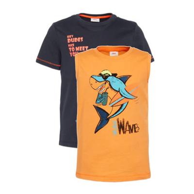 s.Oliver T-shirt + singlet donkerblauw/oranje