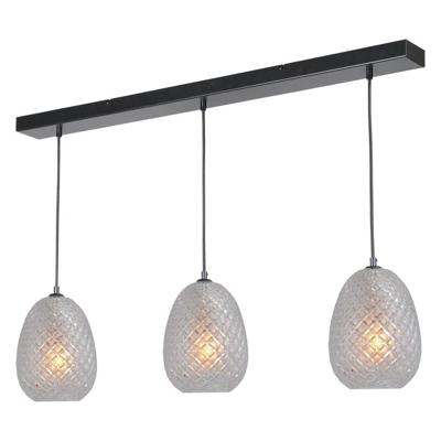 Masterlight Zwarte hanglampPineapple 3-lichts met helderglas - 2291-05-00-100-3