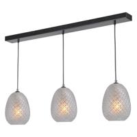 Masterlight Zwarte hanglampPineapple 3-lichts met helderglas - 2291-05-00-100-3 - thumbnail