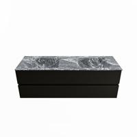 MONDIAZ VICA-DLUX 150cm badmeubel onderkast Urban 2 lades. Inbouw wastafel CLOUD dubbel zonder kraangat, kleur Lava. - thumbnail