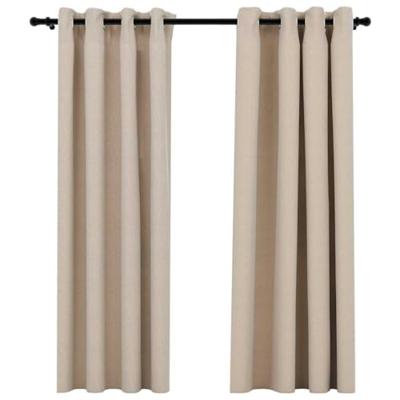 VidaXL Gordijnen linnen-look verduisterend ogen 2 st 140x175 cm beige VidaXL Gordijnen linnen-look verduisterend ogen 2 st 140x175 cm beige