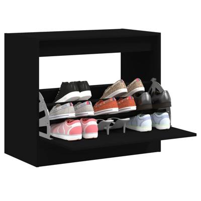 VidaXL Schoenenkast 80x42x69 cm bewerkt hout zwart VidaXL Schoenenkast 80x42x69 cm bewerkt hout zwart