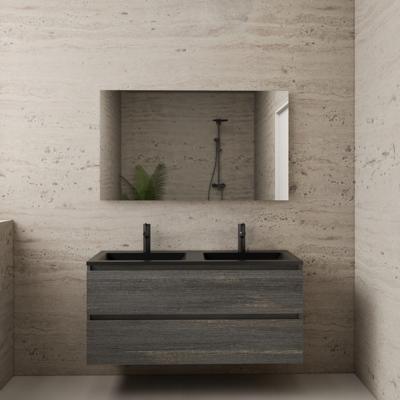 ACTIE BWS Badmeubel | Paris | Frey Oak 120 cm | Mat Zwart Wastafel | 2 Kraangaten