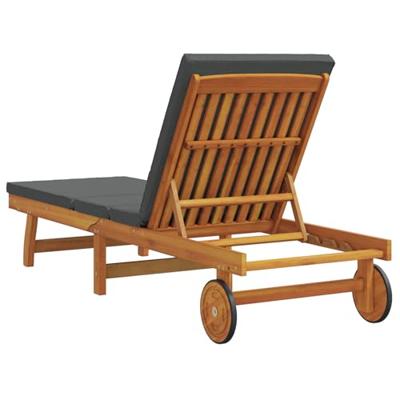 Ligstoel met kussen Bruin 63 x 199 x 85cm Massief acaciahout