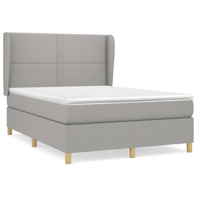 Boxspring met matras stof lichtgrijs 140x190 cm