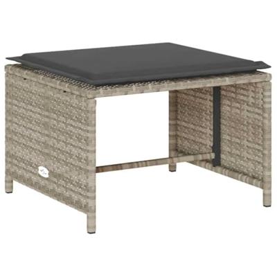 5-delige Tuinbankstel kussens stapelbaar poly rattan lichtgrijs