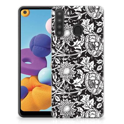 Samsung Galaxy A21 | TPU Case | Black Flowers Samsung Galaxy A21 | TPU Case | Black Flowers