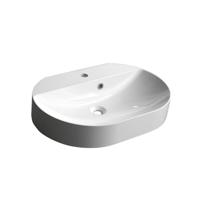 Wastafel Opbouw Sapho Helen Ovaal 63.2x43.4x15.7 cm Cast Marble Wit - thumbnail