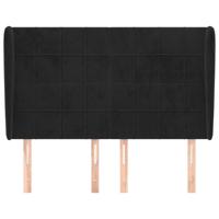 Hoofdbord met randen 147x23x118/128 cm fluweel zwart - thumbnail