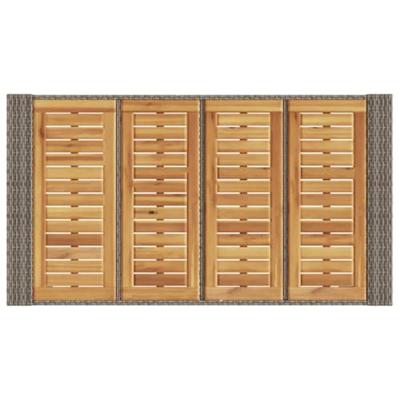 Tuinbartafel acaciahouten blad 145x80x110 cm poly rattan grijs
