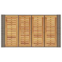 Tuintafel met acaciahouten blad 145x80x110 cm poly rattan grijs - thumbnail