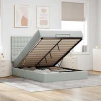 Ottoman bed met matrassen 140x200cm fluweel lichtgrijs - thumbnail
