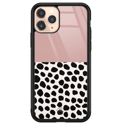 iPhone 11 Pro glazen hardcase - Pink dots