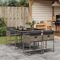 5-delige Tuinset met kussens poly rattan grijs - thumbnail