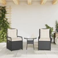 Tuinstoelen 2 st verstelbaar poly rattan zwart - thumbnail