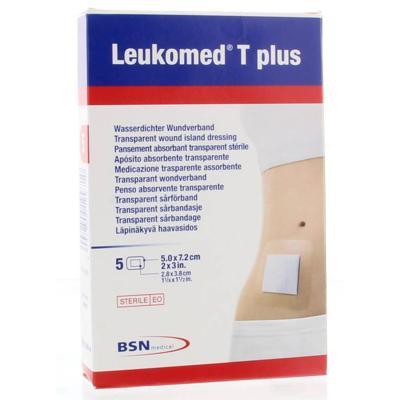Leukomed Transparant wondverband T plus 5cm x 7.2cm 5 Stuks