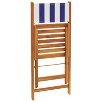 3-delige Bistroset stof en massief hout blauw en wit - thumbnail