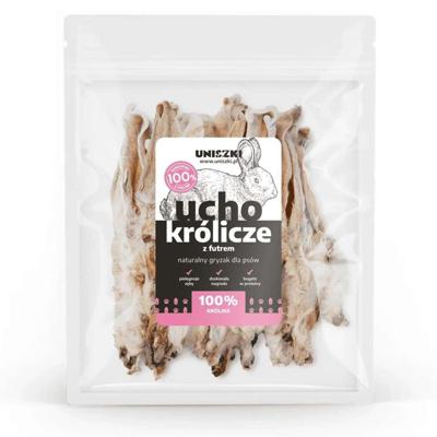 UNISZKI Konijnenoor met vacht - traktatie voor honden - 20 stuks