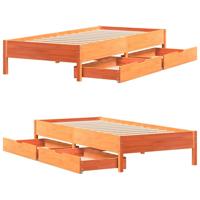 Bedframe zonder matras massief grenenhout wasbruin 90x190 cm - thumbnail