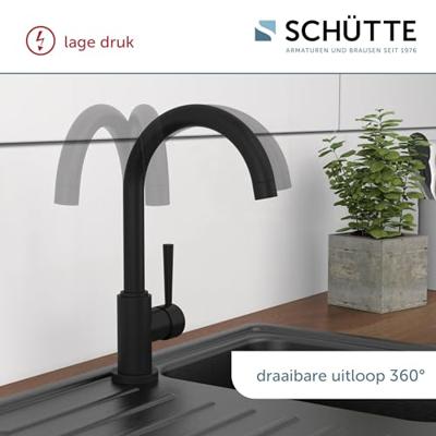 CORNWALL ééngreepsmengkraan keuken met ronde uitloop, lage druk, mat zwart lage druk kraan - alleen geschikt voor lage druk boilers/kleine accumulatoren (onder wastafel model) met hoge ronde uitlo