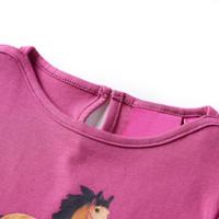 Kindershirt met lange mouwen paardenprint 140 frambooskleurig - thumbnail