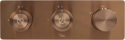 Ben Engraved Line thermostaat afbouwdeel met omstelrichting geborsteld koper pvd-coating