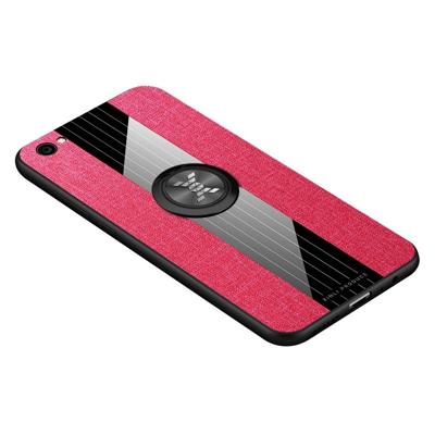 Voor vivo X9 XINLI stiksels doek textuur schokbestendig TPU beschermhoes met ring houder (rood)