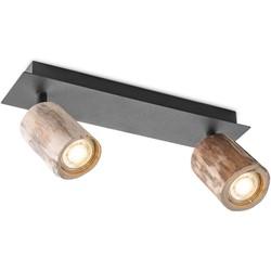 Light depot - LED opbouwspot Wood 2L - zwart - Outlet