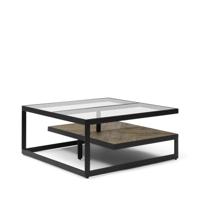 Rivièra Maison Salontafel 'Graydon' Glas en Eikenhout, 90 x 90cm - thumbnail