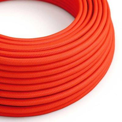 Strijkijzersnoer Rood / Oranje (fluoriserend) - viscose | 10cm | Creative-Cables | Creative-Cables | Creative-Cables | Creative-Cables | Creative- | |