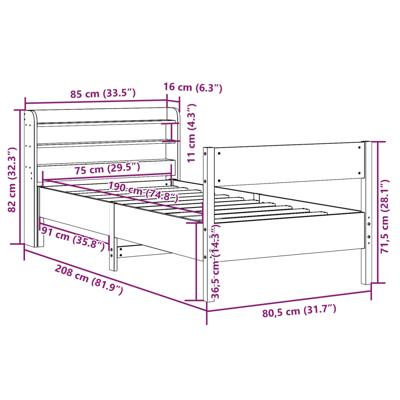 Bedframe zonder matras massief grenenhout wit 150x200 cm