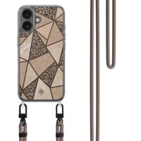 iPhone 16 hoesje met bruin koord - Leopard abstract - thumbnail
