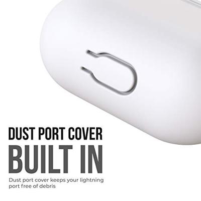 Keybudz Elevate beschermhoes met karabijnhaak voor Apple AirPods Case, etui hoes, hoofdtelefoon oortelefoon accessoires oplaadcase, wit