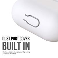 Keybudz Elevate beschermhoes met karabijnhaak voor Apple AirPods Case, etui hoes, hoofdtelefoon oortelefoon accessoires oplaadcase, wit - thumbnail