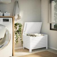 Opbergbox met deksel RANA 80x49x54 cm massief grenenhout wit - thumbnail