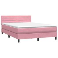 Boxspring met matras fluweel roze 160x220 cm - thumbnail