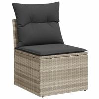 7-delige Loungeset met kussens poly rattan lichtgrijs - thumbnail