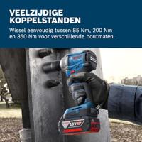 Bosch Blauw GDS 18V-350 Accu slagmoeraanzetter | Zonder accu&apos;s en lader - 06019M5000 - thumbnail