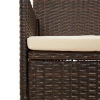 4-delige Loungeset met kussens poly rattan bruin - thumbnail