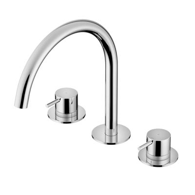 Wastafelmengkraan Hotbath Cobber 3 gats 2-hendel Gebogen 26.1 cm Geborsteld Messing Living Colours