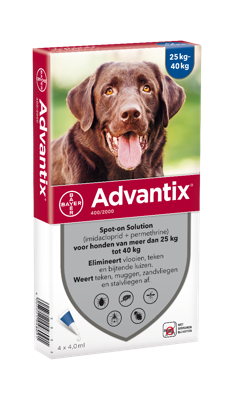 Advantix vlooien- en tekenpipet voor honden 400/2000 (25 tot 40 kg) 6 pipetten