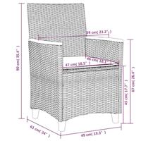 Tuinstoelen 2 st met kussens poly rattan en massief hout grijs - thumbnail